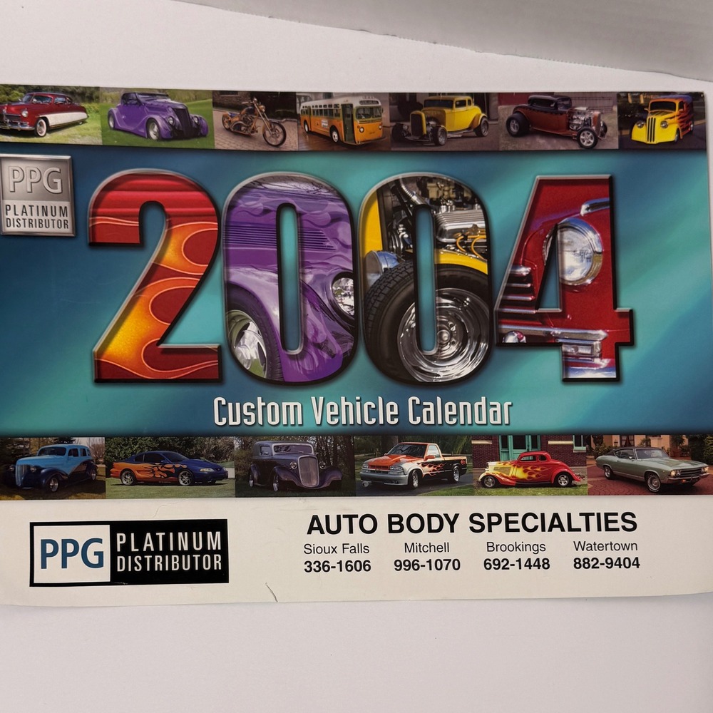 Vintage 2004‎ PPG Custom Vehicle Calendar Hot Rods Classic Cars Auto Body *